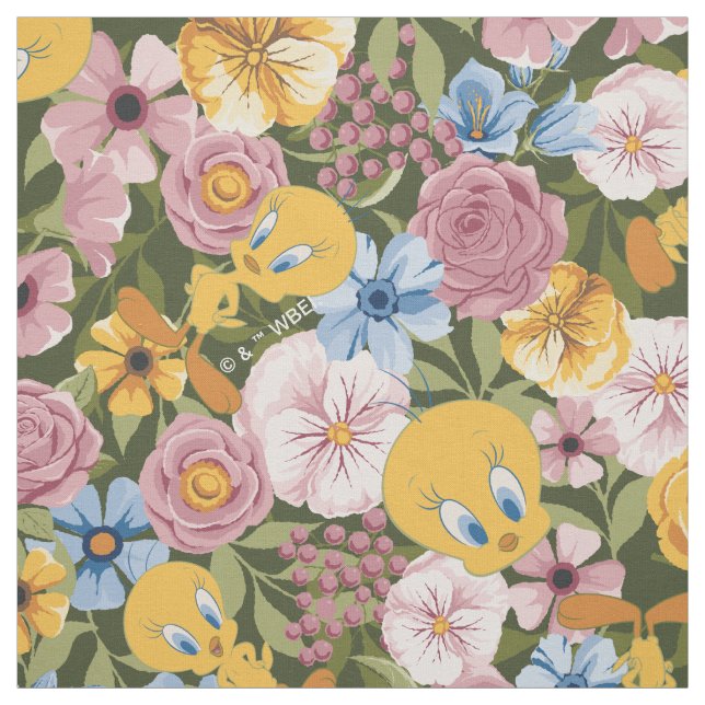 TWEETY™ Floral Embroidery Pattern Fabric (Swatch)
