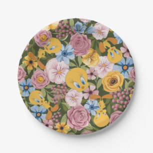 TWEETY™ Floral Embroidery Pattern Paper Plate