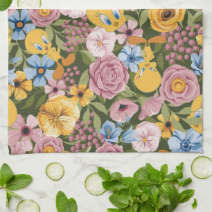TWEETY™ Floral Embroidery Pattern Tea Towel