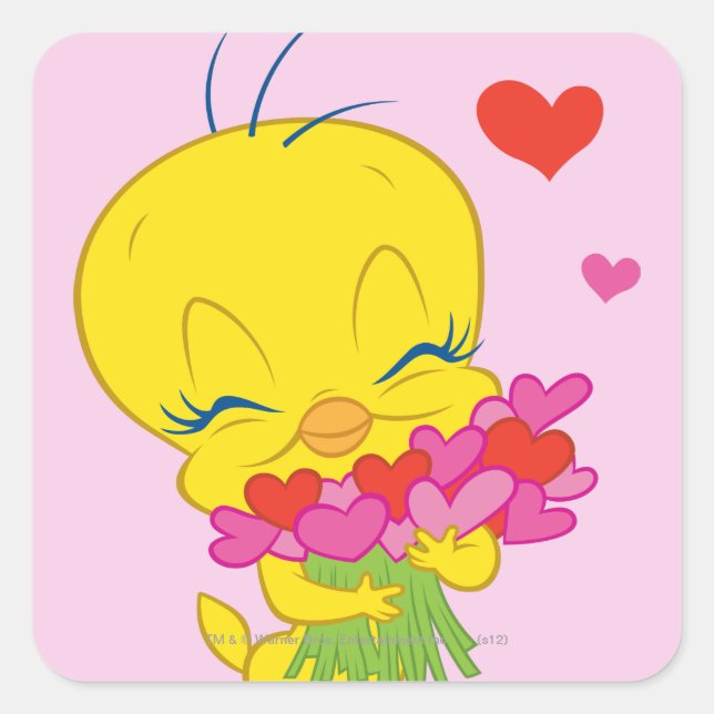 TWEETY™ Hearts Square Sticker (Front)