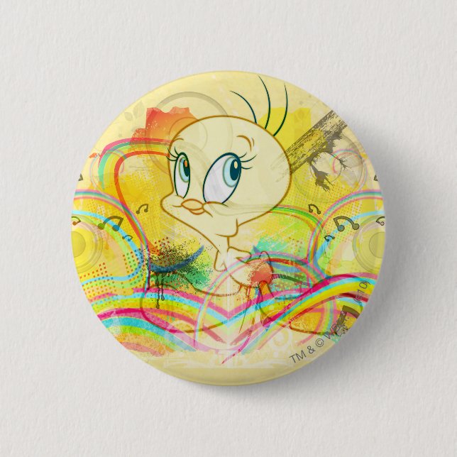 TWEETY™ In Rainbows 6 Cm Round Badge (Front)