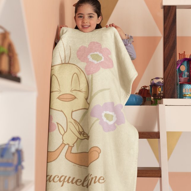 TWEETY™ Pink Purple Flowers Sherpa Blanket (Creator Uploaded)