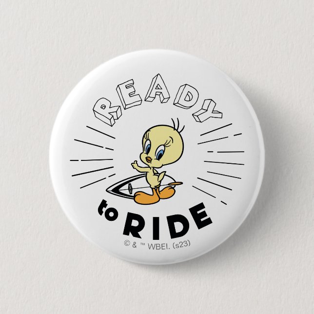 TWEETY™ Surfboard -  Ready to Ride 6 Cm Round Badge (Front)