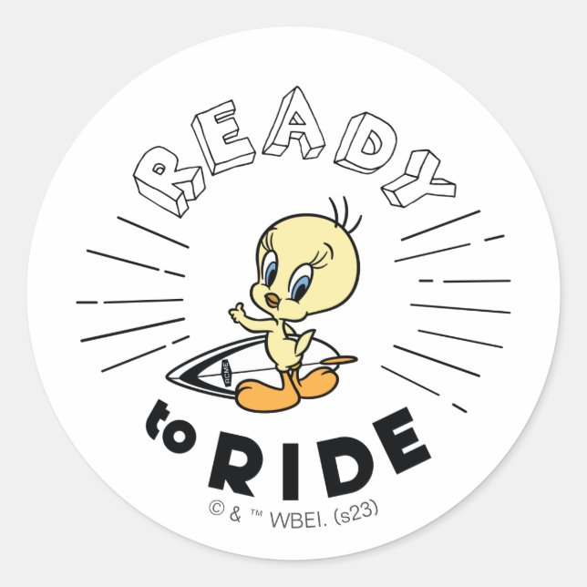 TWEETY™ Surfboard -  Ready to Ride Classic Round Sticker (Front)
