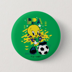 TWEETY™ Team Brazil Soccer Graphic 6 Cm Round Badge