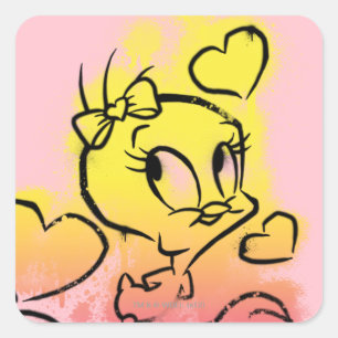 TWEETY™ With Hearts Square Sticker