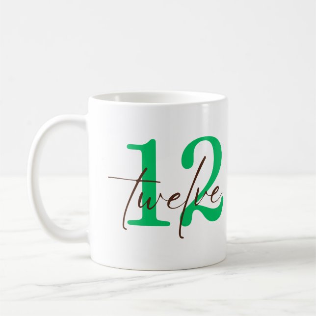 Twelfth 12 Year Anniversary with Personalization Coffee Mug (Left)