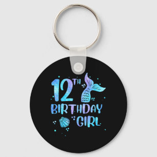 Twelfth Birthday Girl Mermaid 12th Toddlers Back Key Ring