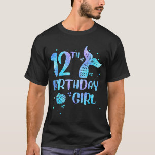 Twelfth Birthday Girl Mermaid 12th Toddlers Back T-Shirt