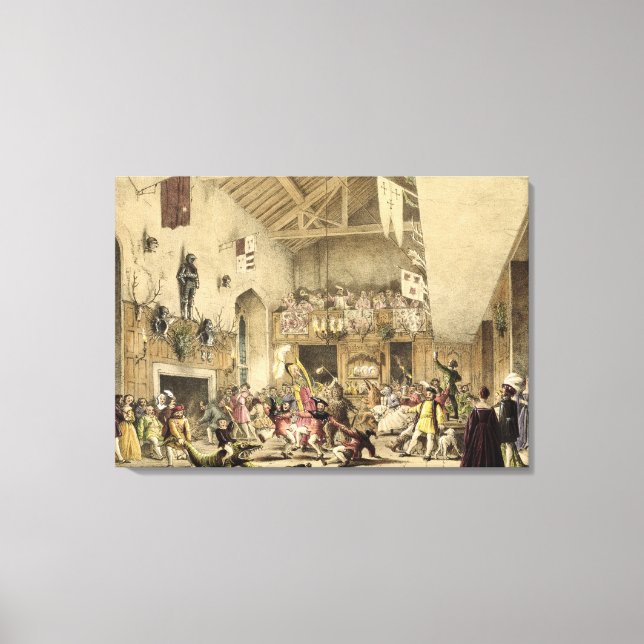 Twelfth Night Revels in the Great Hall, Haddon Hal Canvas Print (Front)