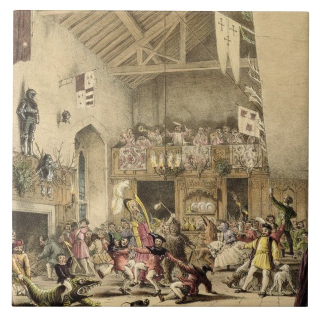 Twelfth Night Revels in the Great Hall, Haddon Hal Tile (Front)