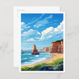 Twelve Apostles Australia Art Travel illustration Postcard