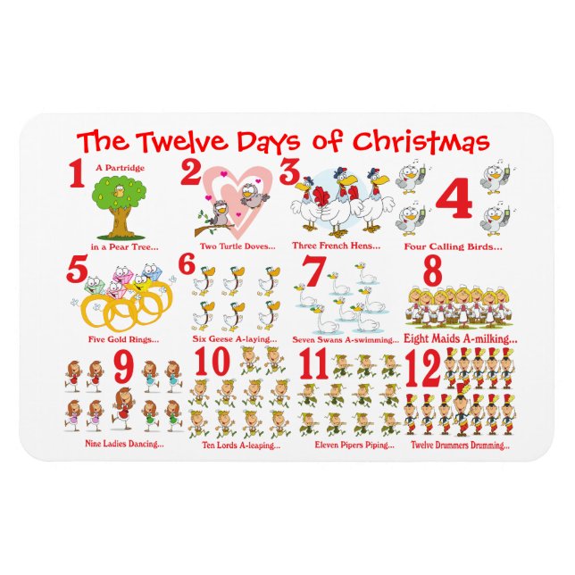 Twelve Days of Christmas Magnet (Horizontal)