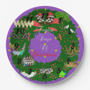 Twelve Days of Christmas Paper Plate