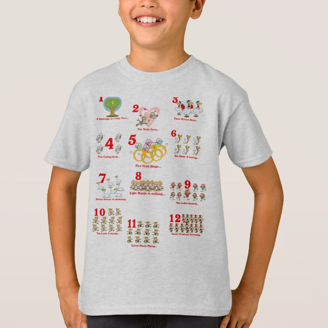 Twelve Days of Christmas Sing-a-long Kids Tshirt (Front)