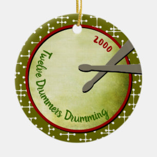 Twelve Drummers Drumming - Custom Year Ceramic Tree Decoration