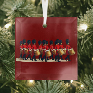 Twelve Drummers Drumming Cut Out Stencil-Style 1 Glass Tree Decoration