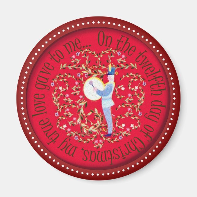 Twelve drummers drumming magnet (Front)