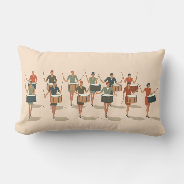 Twelve Drummers Drumming Mid-Mod Stencil-Style 1 Lumbar Cushion (Front)