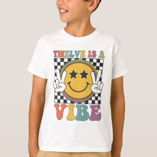 Twelve Is A 12th Birthday Groovy Happy 12 Years Ol T-Shirt