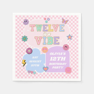 Twelve Is A Vibe Preppy Patch 12th Birthday Party Napkin