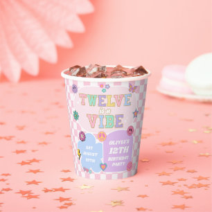 Twelve Is A Vibe Preppy Patch 12th Birthday Party Paper Cups