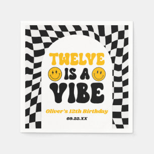 Twelve Is A Vibe Retro 12th Birthday Party Napkin