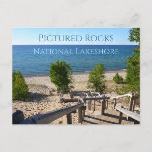 Twelve Mile Beach from Stairs, Pictured Rocks MI Postcard
