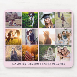 Twelve Photo Collage   Trendy Blush Pink Mouse Pad