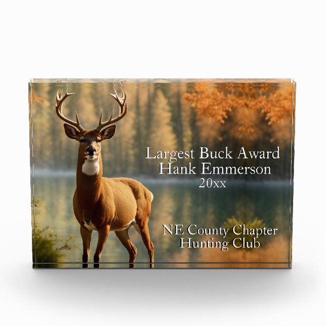  Twelve Point Buck in Autumn 5 Lines Text Award  Photo Block (Front)