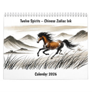 Twelve Spirits – Chinese Zodiac Ink Calendar 2026