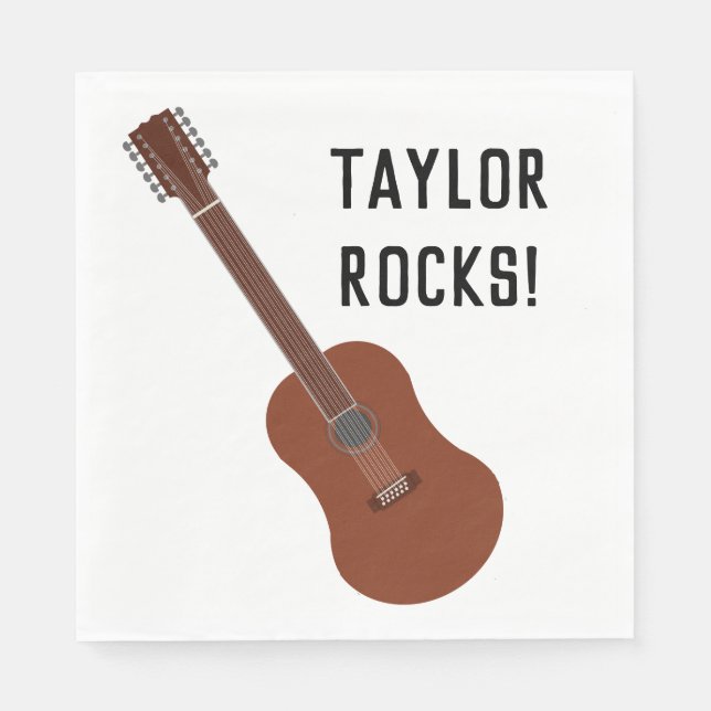 Twelve-String Guitar Personalised Party Napkins (Front)
