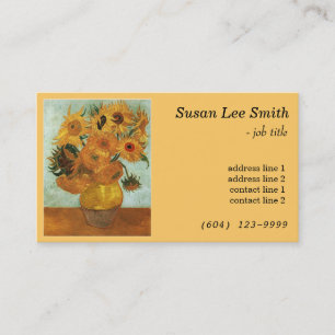 Twelve Sunflowers by Vincent van Gogh. Yellow Business Card