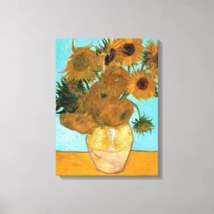 Twelve Sunflowers in a Vase (Still-Life Painting) Canvas Print