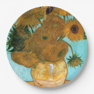 Twelve Sunflowers in a Vase (Still-Life Painting) Paper Plate