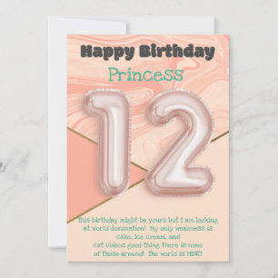 Twelve year old girls Happy Birthday card