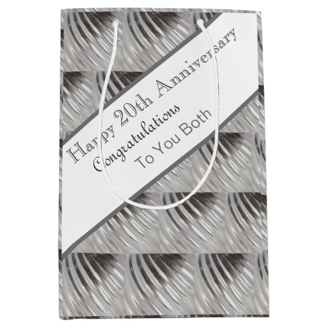 Twentieth Wedding Anniversary Platinum    Medium Gift Bag (Front)