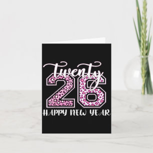 Twenty 26 2026 Happy New Year Leopard Pattern Wome Card
