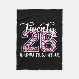 Twenty 26 2026 Happy New Year Leopard Pattern Wome Fleece Blanket