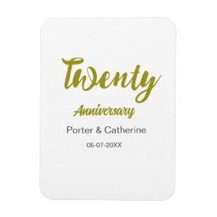 twenty anniversary name date yellow grey wedding p magnet