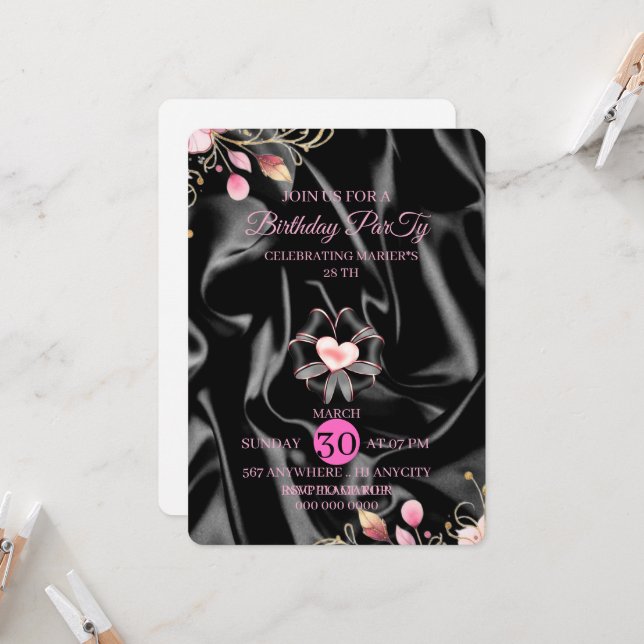 Twenty Ate Birthday Invitation Hand Drawn Scribble (Front/Back In Situ)