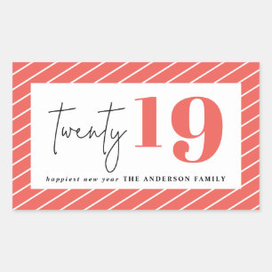 Twenty bold graphic new year rectangular sticker