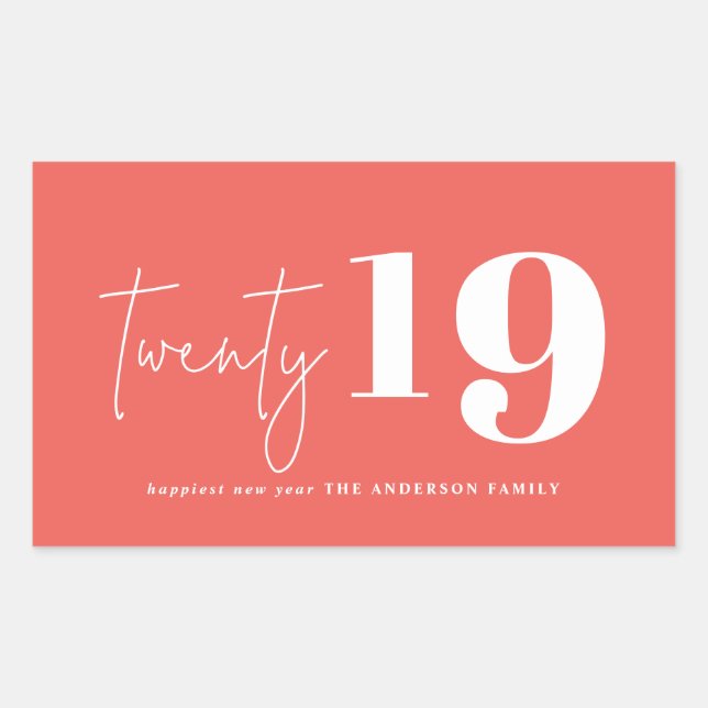 Twenty bold graphic new year rectangular sticker (Front)