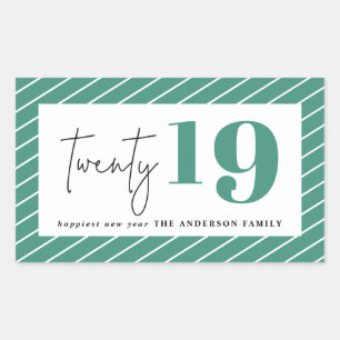 Twenty bold graphic new year rectangular sticker