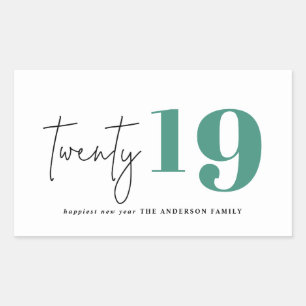 Twenty bold graphic new year rectangular sticker