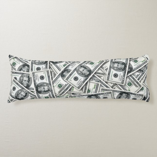 Twenty Dollar Bill Money Pattern Body Cushion (Front)