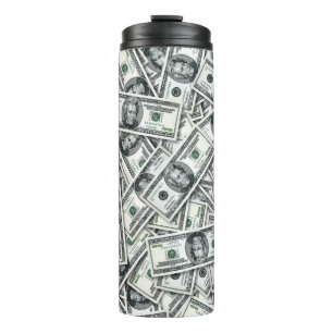 Twenty Dollar Bill Money Pattern Thermal Tumbler
