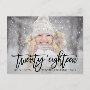 Twenty Eighteen Trendy Typography with Photo Holiday Postcard