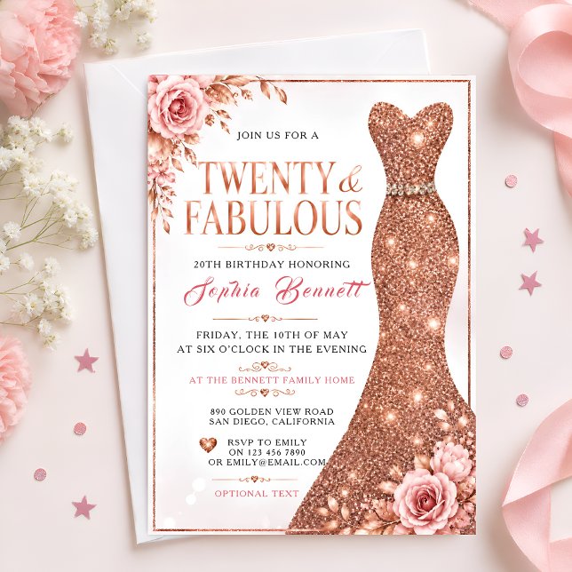 Twenty & Fabulous 20th Birthday Invitation (Creator Uploaded)