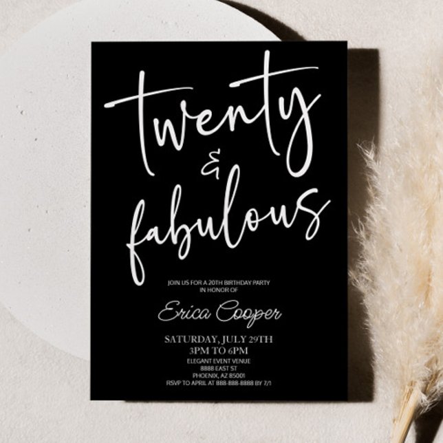 Twenty & Fabulous Minimal 20th Birthday Party Invitation (Creator Uploaded)